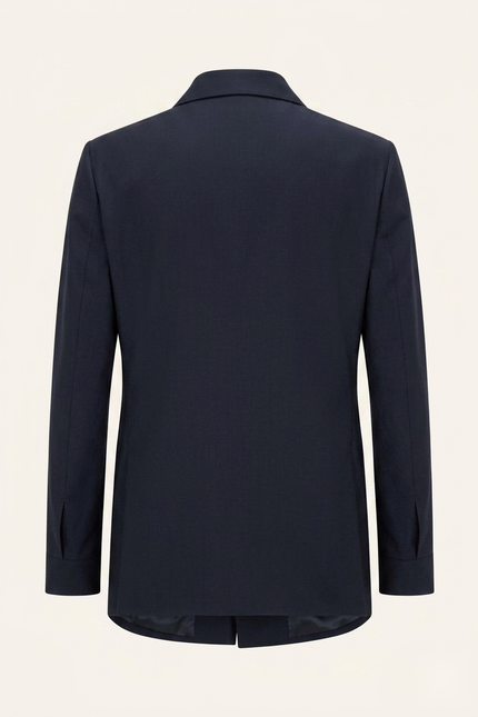 Sleek Safari Wool Suit Navy - Back