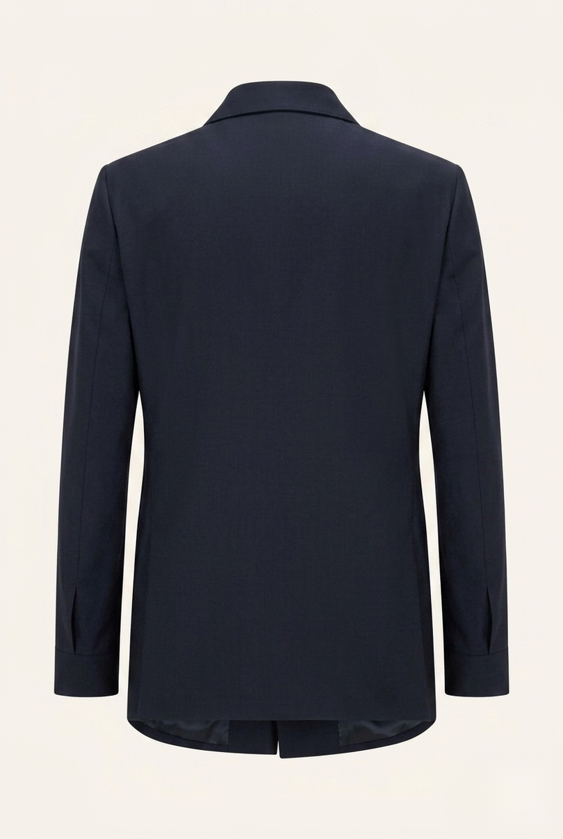 Sleek Safari Wool Suit Navy - Back