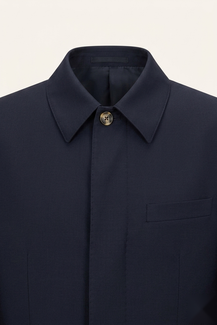 Sleek Safari Wool Suit Navy - Detail