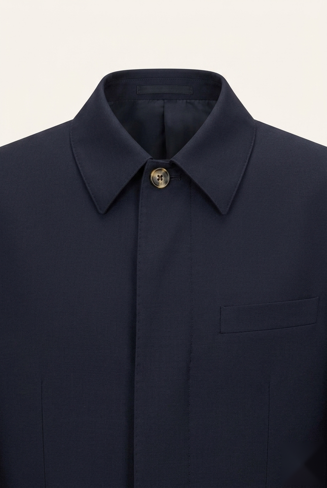Sleek Safari Wool Suit Navy - Detail