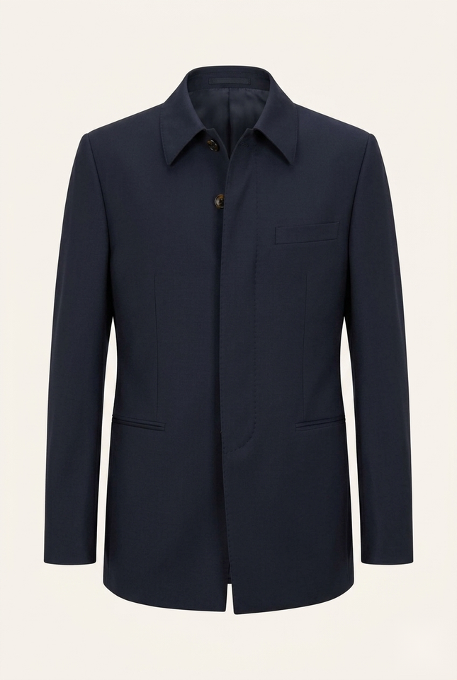 Sleek Safari Wool Suit Navy - Front