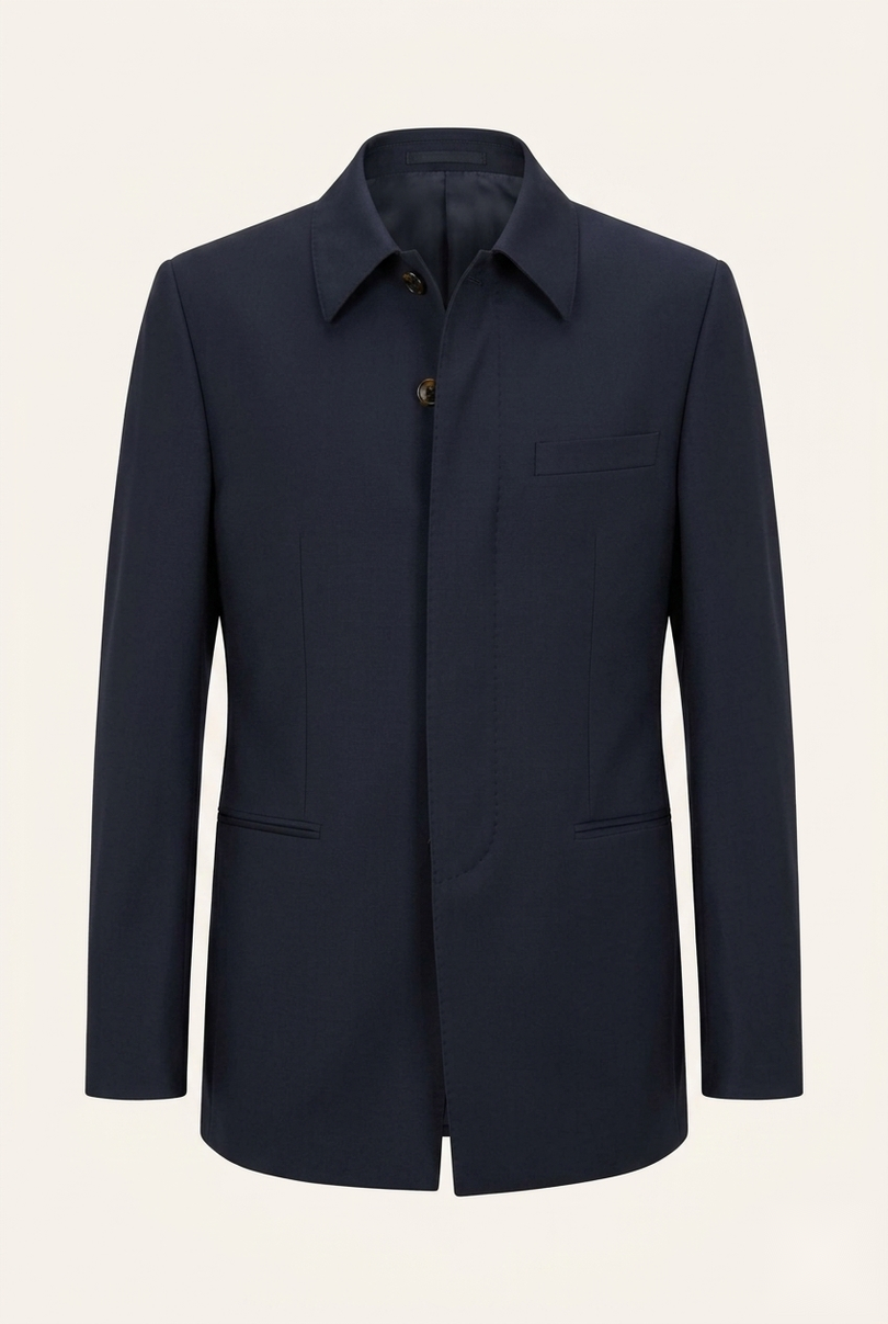 Sleek Safari Wool Suit Navy - Front