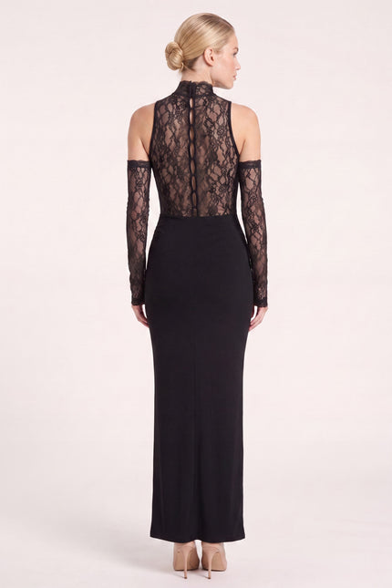 Sleeveless Lace Dress - Black - back view