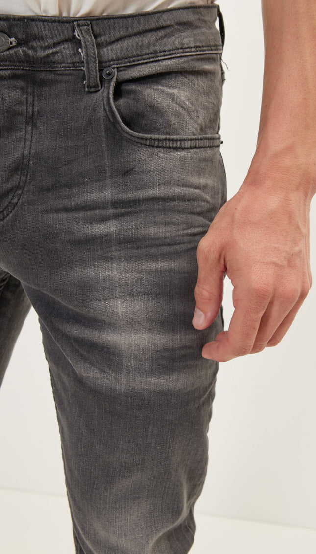 Slim Cut Whiskered Denim - Dark Grey - Ron Tomson