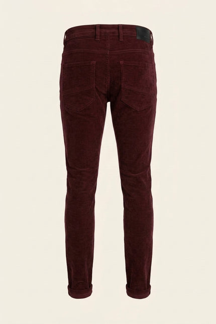 Slim Fit Corduroy Jeans - Wine - Back