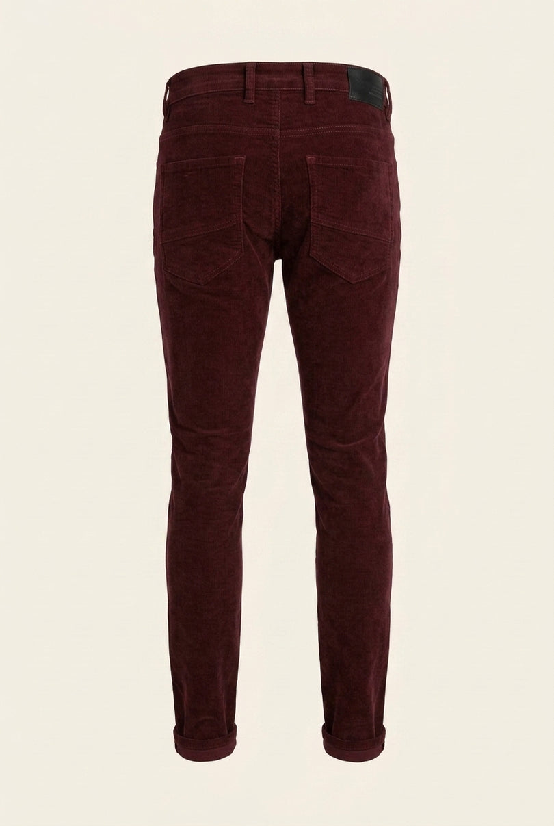 Slim Fit Corduroy Jeans - Wine - Back
