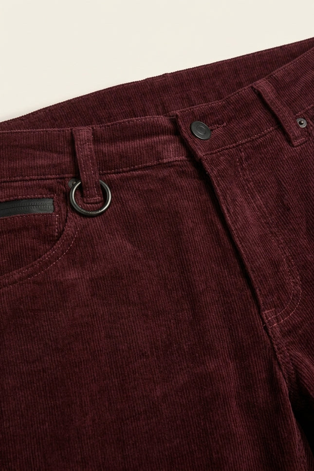 Slim Fit Corduroy Jeans - Wine - Detail