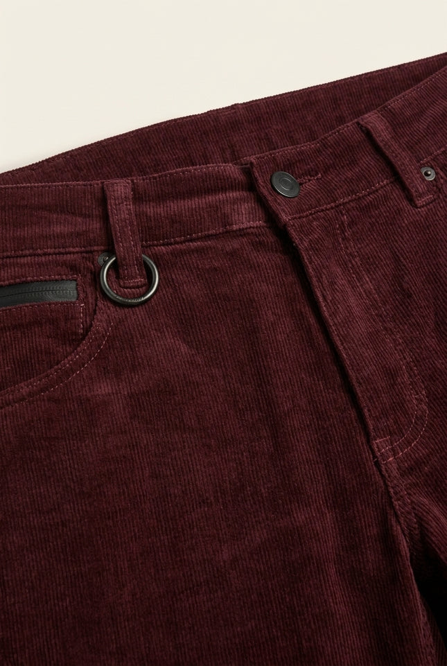 Slim Fit Corduroy Jeans - Wine - Detail