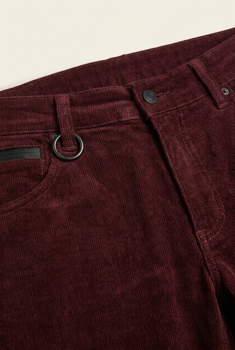 Slim Fit Corduroy Jeans - Wine - Detail