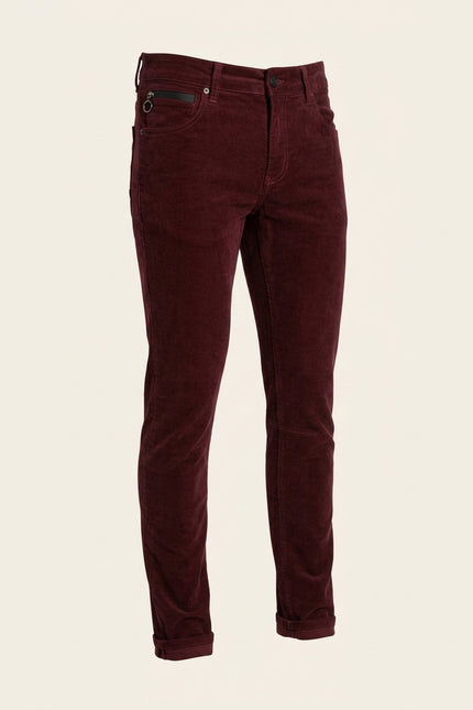 Slim Fit Corduroy Jeans - Wine - Front