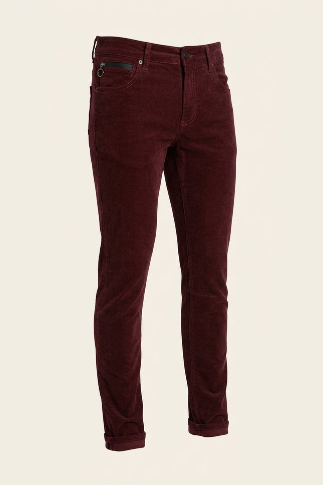 Slim Fit Corduroy Jeans - Wine - Front