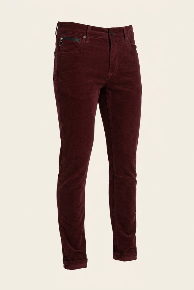 Slim Fit Corduroy Jeans - Wine - Front