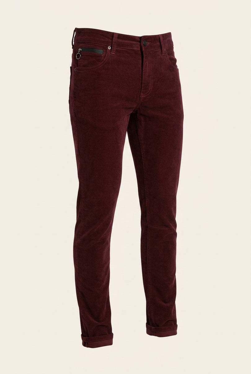 Slim Fit Corduroy Jeans - Wine - Front
