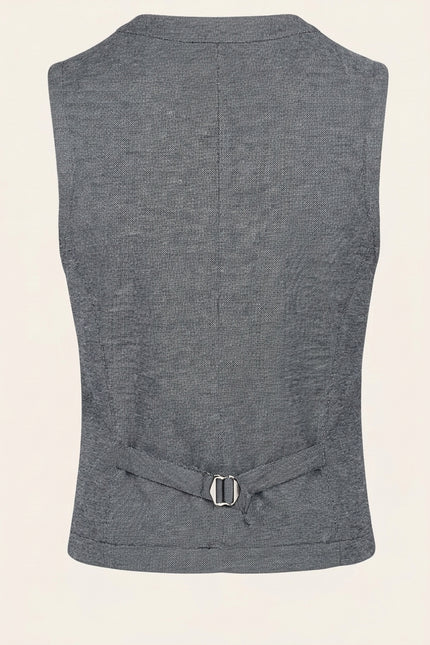 Slim Fit Cotton Vest - Grey - Back