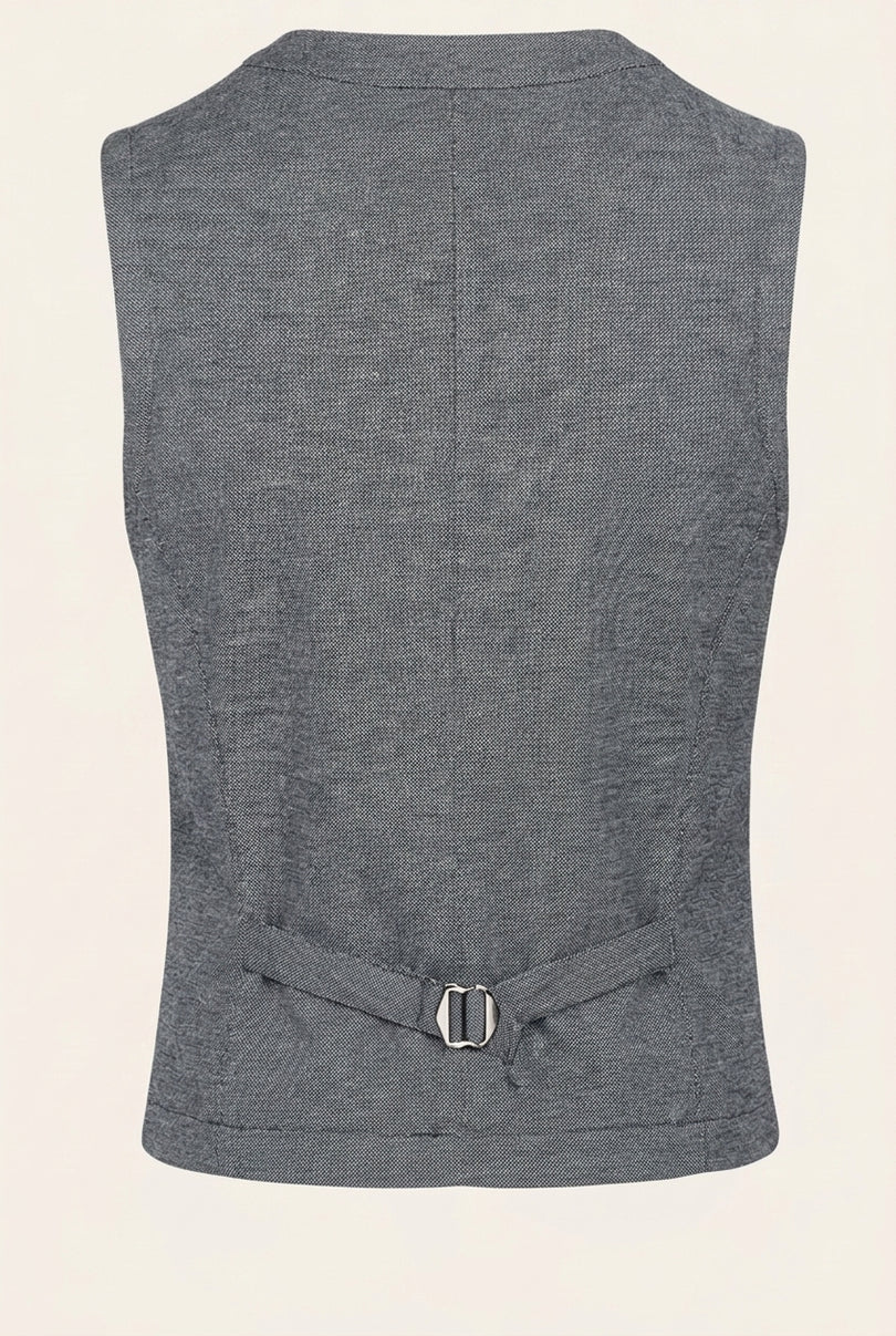 Slim Fit Cotton Vest - Grey - Back