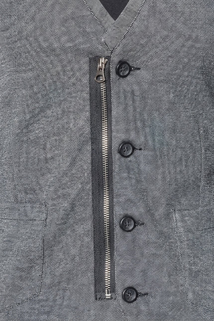 Slim Fit Cotton Vest - Grey - Detail