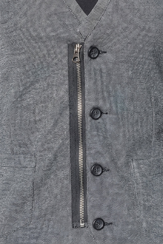 Slim Fit Cotton Vest - Grey - Detail