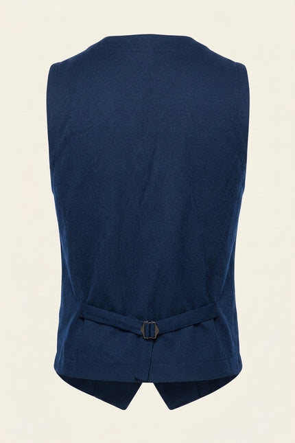 Slim Fit Knit Vest - Navy - Back