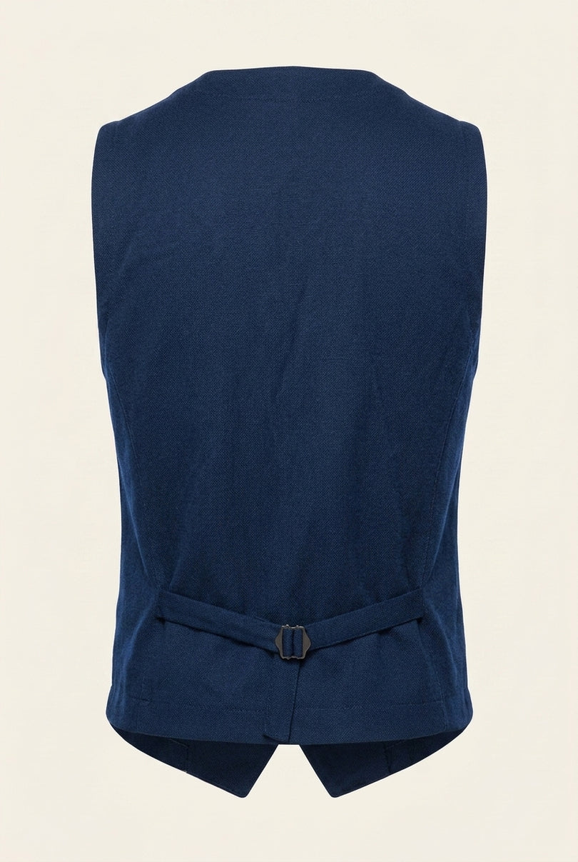 Slim Fit Knit Vest - Navy - Back