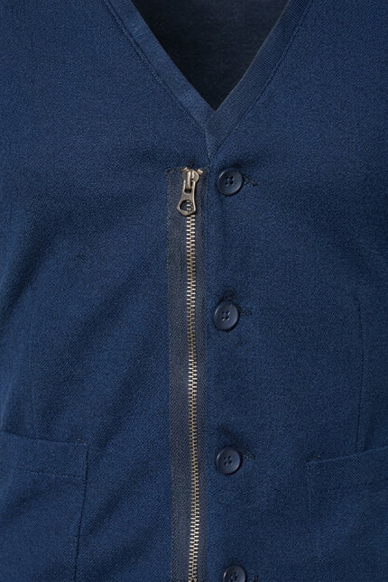Slim Fit Knit Vest - Navy - Detail