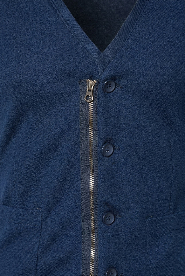 Slim Fit Knit Vest - Navy - Detail