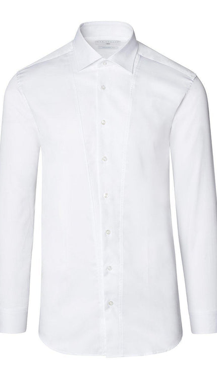 Men's Slim Fit Pique Front Tuxedo Shirt - White | Ron Tomson Men's Slim Fit Pique Front Tuxedo Shirt - White | Ron Tomson