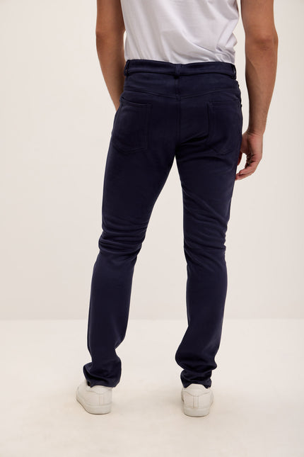 Slim Tapered Microsuede Pants - Navy - Ron Tomson