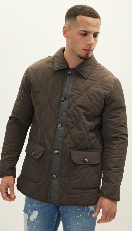 Snap Button Closure Autumn Coat - Anthracite - Ron Tomson