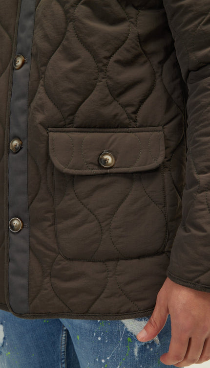 Snap Button Closure Autumn Coat - Anthracite - Ron Tomson