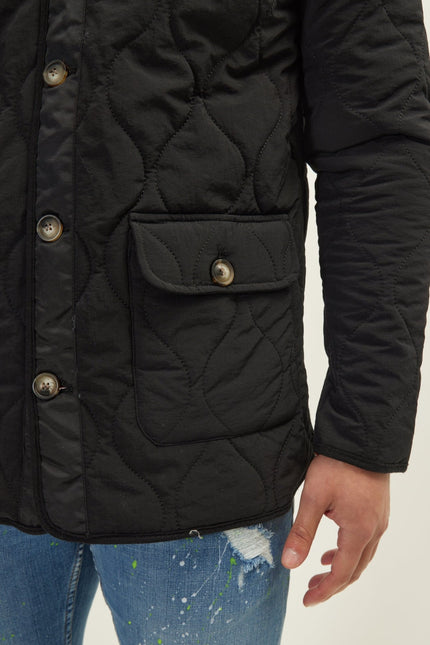 Snap Button Closure Autumn Coat - Black - Ron Tomson