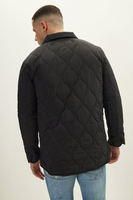 Snap Button Closure Autumn Coat - Black - Ron Tomson