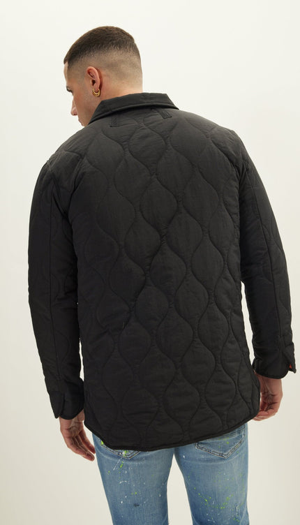 Snap Button Closure Autumn Coat - Black - Ron Tomson