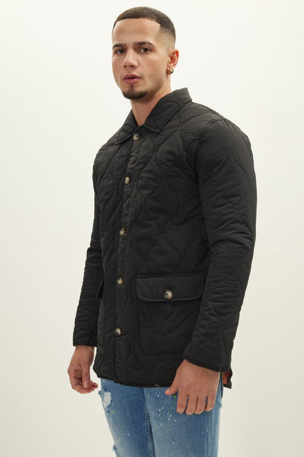 Snap Button Closure Autumn Coat - Black - Ron Tomson