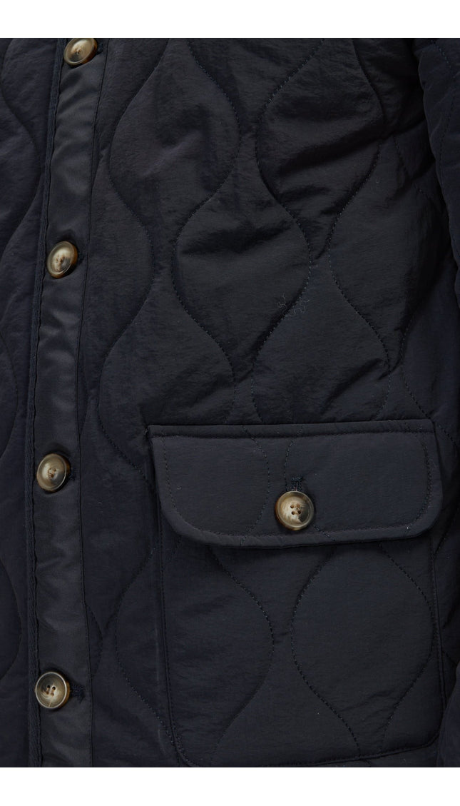 Snap Button Closure Autumn Coat - Navy - Ron Tomson