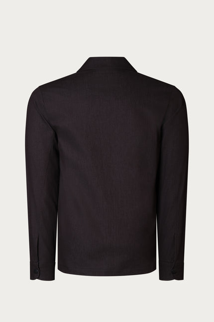 Snap Button Cotton Blend Shirt - Black - Ron Tomson