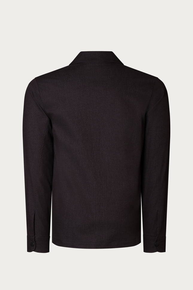 Snap Button Cotton Blend Shirt - Black - Ron Tomson