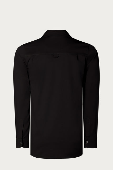 Snap Button Cotton Collared Shirt - Black - Ron Tomson