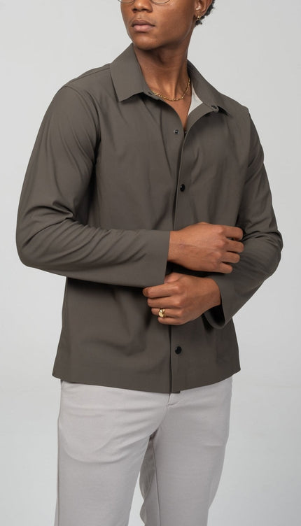 Snap Button Shirt - Anthracite - Ron Tomson