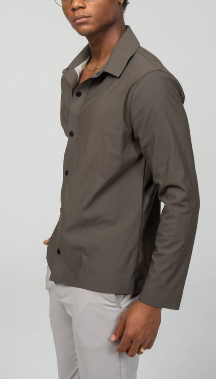 Snap Button Shirt - Anthracite - Ron Tomson