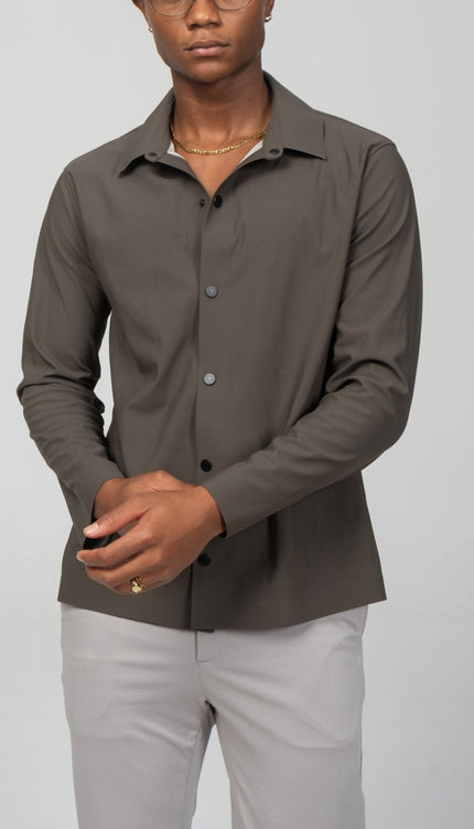 Snap Button Shirt - Anthracite - Ron Tomson