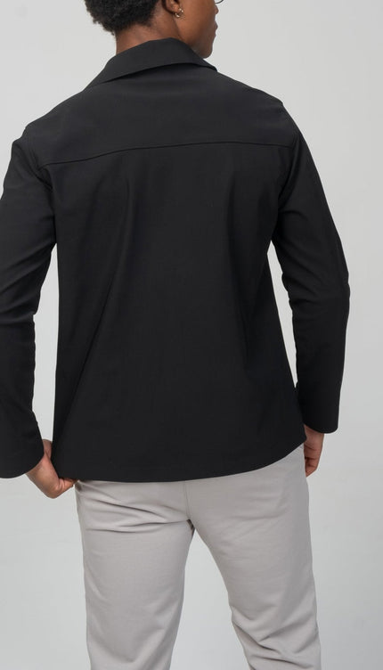 Snap Button Shirt - Black - Ron Tomson