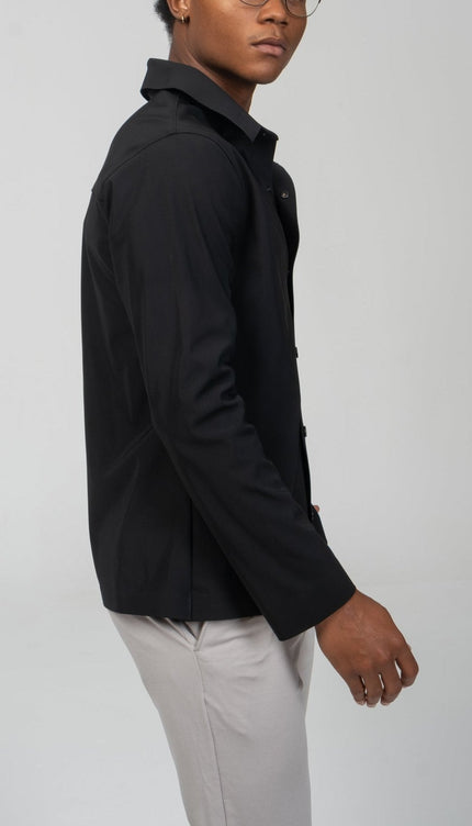 Snap Button Shirt - Black - Ron Tomson