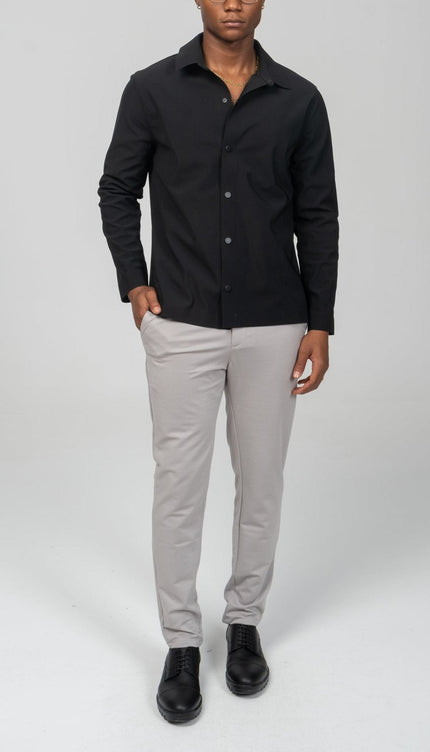 Snap Button Shirt - Black - Ron Tomson