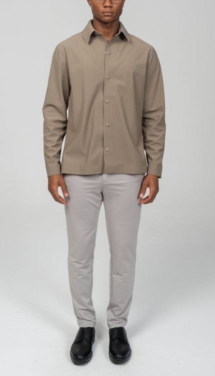 Snap Button Shirt - Dark Beige - Ron Tomson