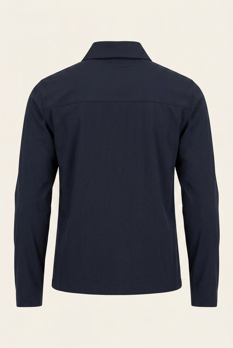 Snap Button Shirt Jacket - Navy - Back