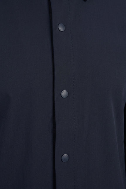 Snap Button Shirt Jacket - Navy - Detail