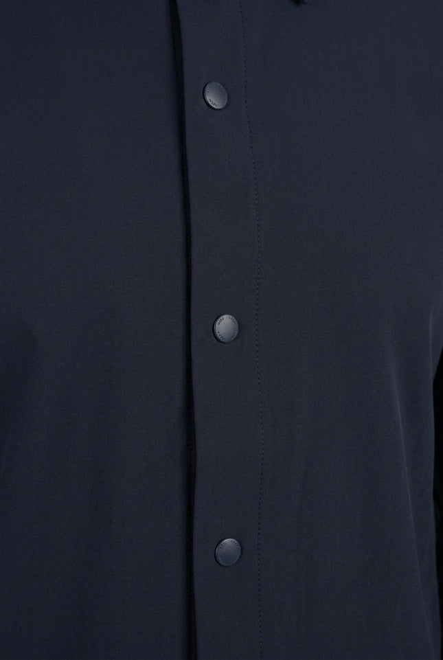 Snap Button Shirt Jacket - Navy - Detail
