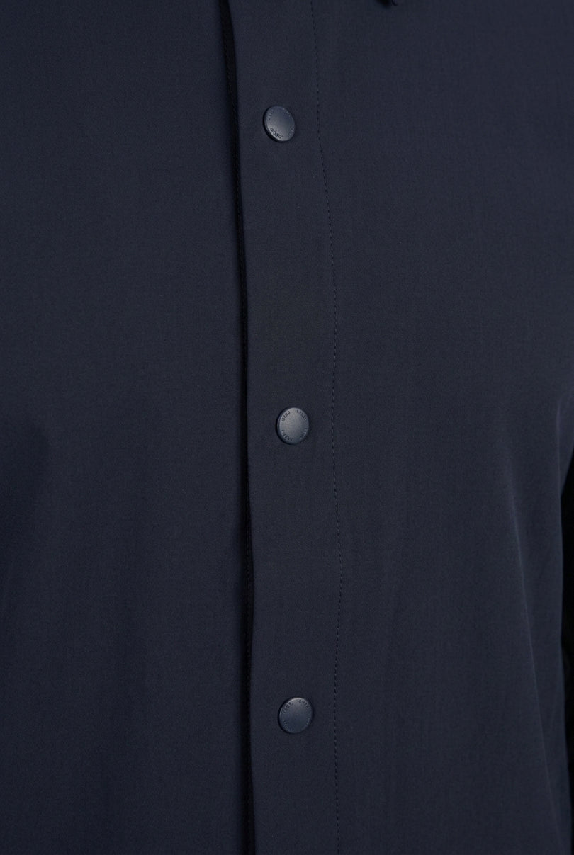 Snap Button Shirt Jacket - Navy - Detail