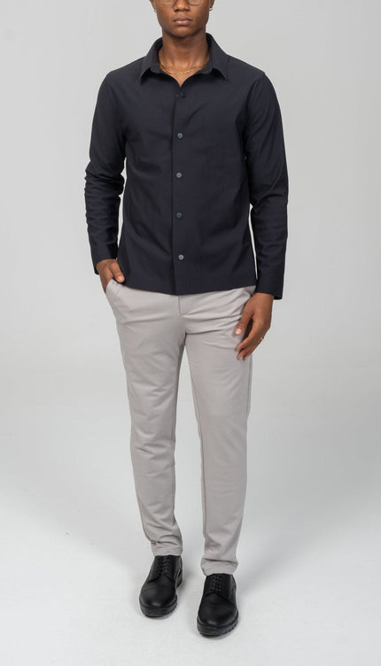 Snap Button Shirt - Navy - Ron Tomson