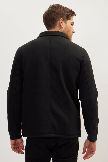 Snap Closure Collared Walking Jacket - Black - Ron Tomson, image 9 of 9